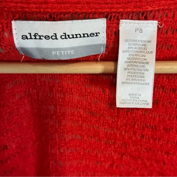 ALFRED DUNNER Red Open Knit Sweater 3/4 Sleeves - Picture 5 of 7